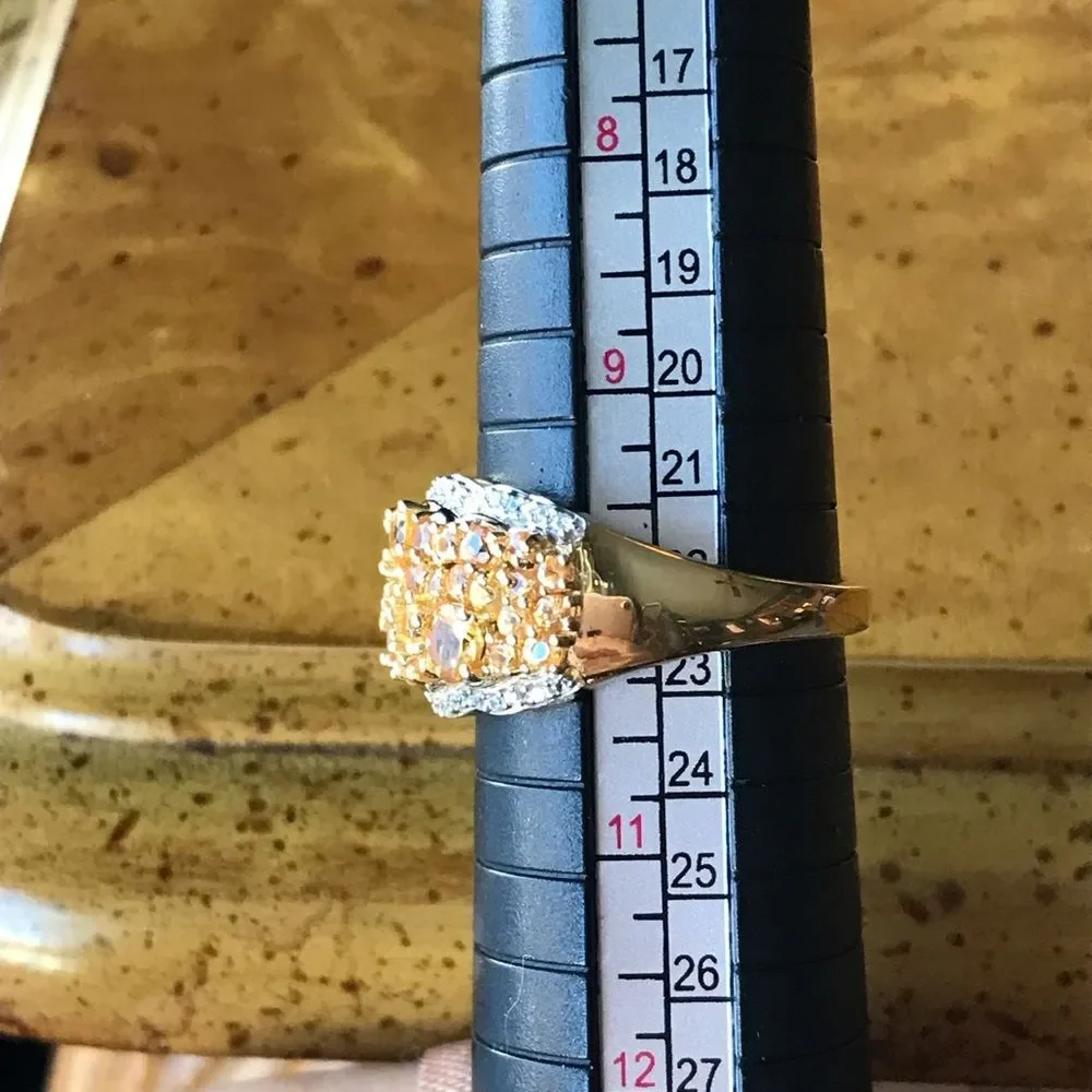 Natural Fanta Garnet Sterling Silver Cocktail Ring Size 10